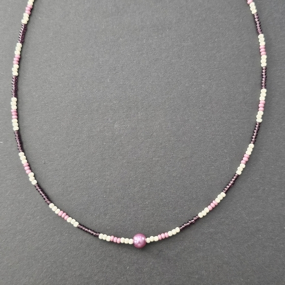 Think purple! Handmade seed bead necklace. - Picture 7 of 7